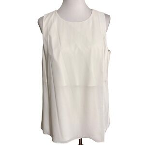 Chico's Black Label Classic Cream Sleeveless Blouse with upper faux leather